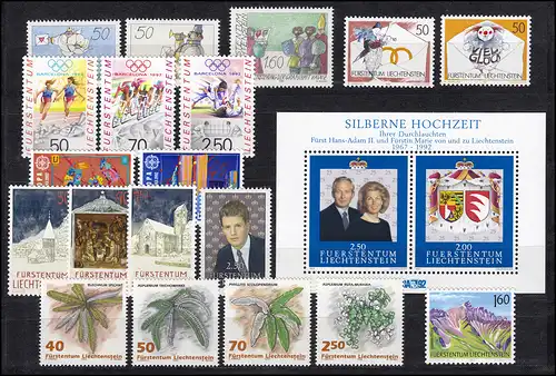 1033-1053 Liechtenstein millésime 1992 complet, frais de port **