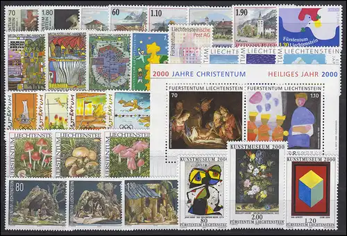 1224-1254 Liechtenstein année 2000 complète, frais de port