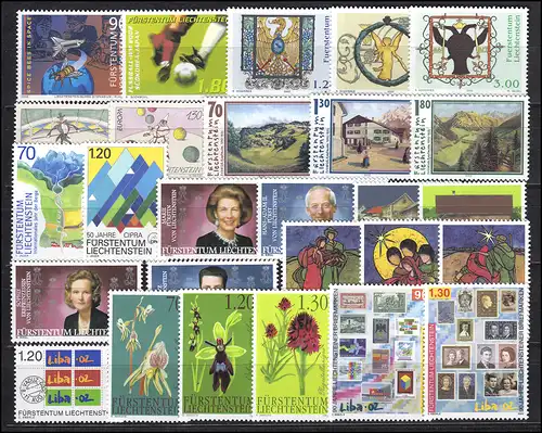 1283-1309 Liechtenstein année 2002 complète, frais de port