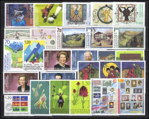 1283-1309 Liechtenstein année 2002 complète, frais de port