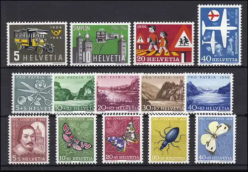 623-636 Schweiz-Jahrgang 1956 komplett, postfrisch **