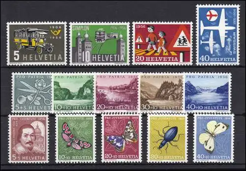 623-636 Suisse-Natura 1956 complet, frais de port **