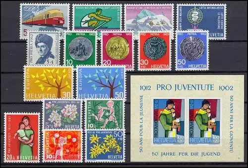 747-763 Suisse-Niveau 1962 complet, frais de port **