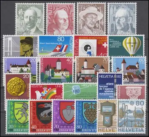 1146-1168 Suisse-Niveau complet en 1979, frais de port