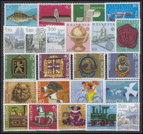 1242-1264 Suisse-Niveau 1983 complet, frais de port