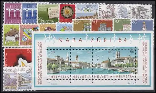 1265-1287 Suisse-Niveau 1984 complet, frais de port