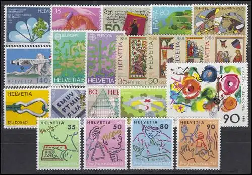 1364-1384 Suisse-Niveau 1988 complet, frais de port **