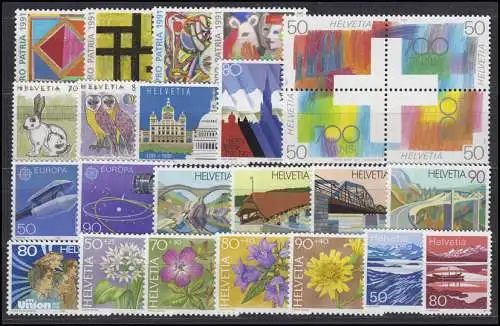 1436-1460 Suisse-Niveau 1991 complet, frais de port