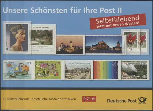 Les plus belles marques postales II ... - 12 timbres autocollants de 45, 58, 90, 145, 240 **