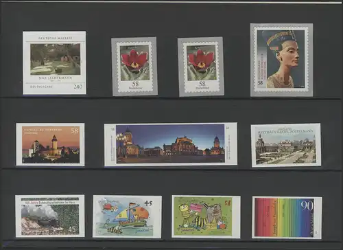 Les plus belles marques postales II ... - 12 timbres autocollants de 45, 58, 90, 145, 240 **