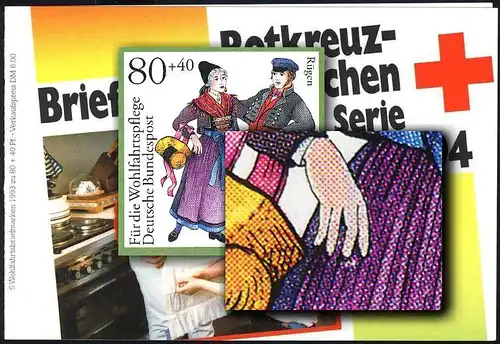 DRK/Wofa 1993/94 Trachten Rügen 80 Pf, 5x1696, PLF 1696I, Feld 19,  **