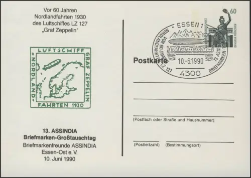 PP 151 SWK 60 Pf. ASSINDIA Essen-Ost Luftschiff LZ 127 Graf Zeppelin,SSt 10.6.90