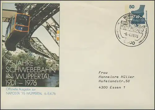 PU 65/30 75 Jahre Schwebebahn in Wuppertal, SSt Wuppertal NAPOSTA 6.4.1976