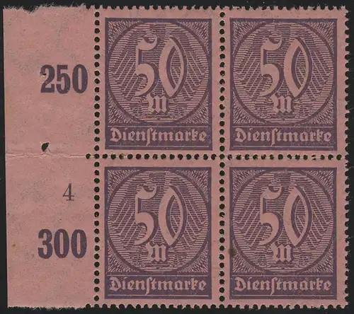 73 Marque de service 50 M. Bloc de bord à quatre roues numéro 4, plié horizontalement **