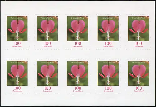 FB 33 Blume Tränendes Herz 100 Cent, Folienblatt mit 10 x 3034, **