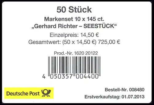FB 32 Gerhard Richter, Folienblatt - Banderole Type Ia - gelb, ohne DHL-Code
