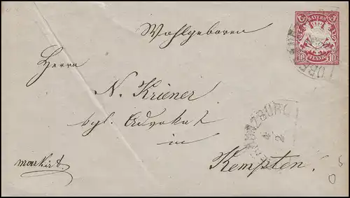 Bayern Envoyer 10 Pf Halzkreiss Temporaire BOBERVALZÜNZURG 4.2. selon KEMPTEN 4.2