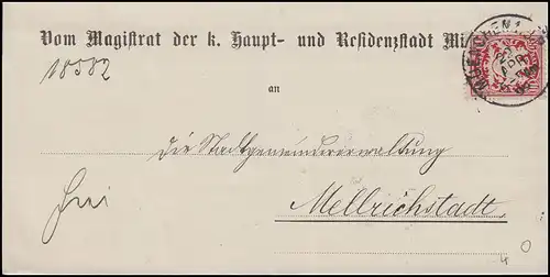 Bayern Brief 10 Pf. Magistrat MUNICHEN 22.4.99 vers MELLRICHSTADT 23.4.1999
