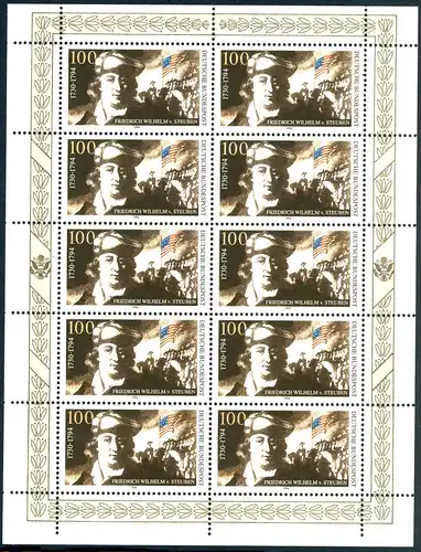 1766 Steuben - Zehnerbogen links & unten nicht durchgezähnt, **