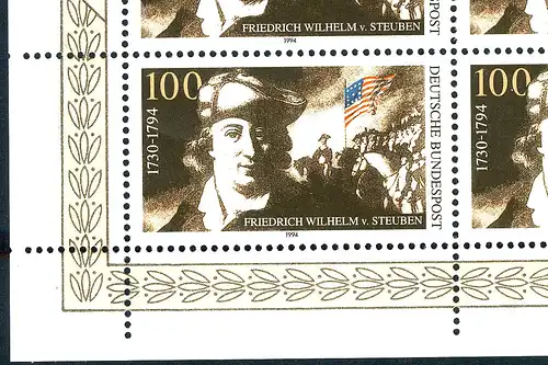 1766 Steuben - Zehnerbogen links & unten nicht durchgezähnt, **