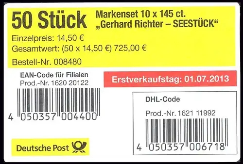 FB 32 Gerhard Richter, Folienblatt - Banderole Type II mit DHL-Code