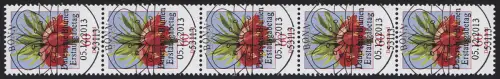 3043 Blume 60 Cent nk 5er-Streifen aus 200-Rolle: GERADE Nummer, ESSt Bonn