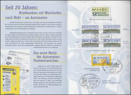 3. ATM Postemblem 1999: 20 Jahre Automaten-Postwertzeichen EB 6/1999