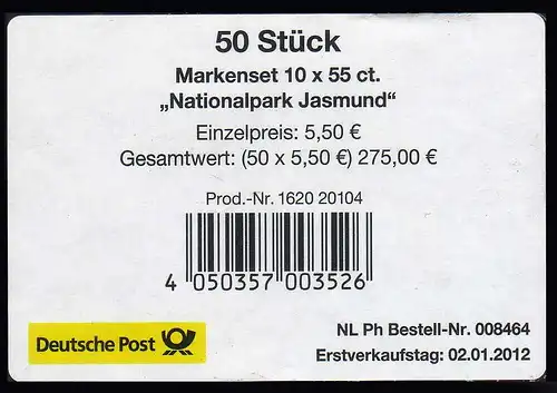 FB 18 Nationalpark Jasmund, Folienblatt-Banderole für 50 Markensets