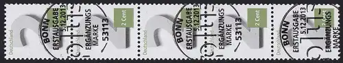 3042I Zwei Cent 5er-Streifen mit GERADER Nummer, ESSt Bonn