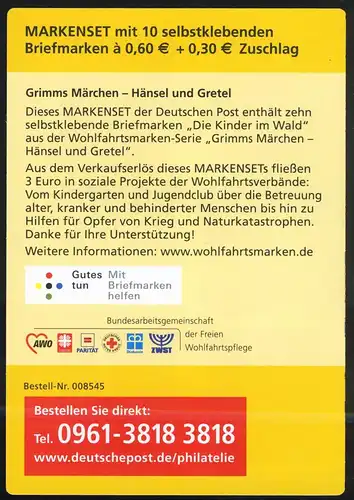 96 MH Grimms Märchen: Hänsel und Gretel, Erstverwendungsstempel Bonn