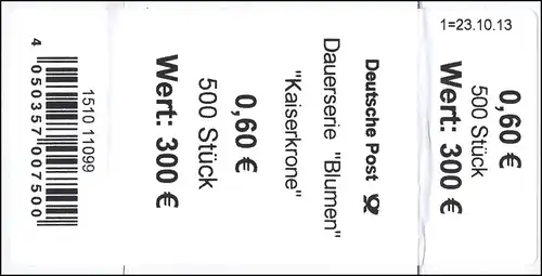 3043 Kaiserkrone 60 Banderole / Aufkleber für 500er-Rolle, Angabe Stück