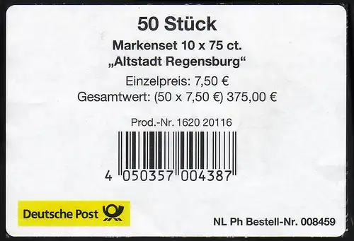 FB 14b UNESCO Ratisbonne, Banderole avec Prod. n°: 1620 20116