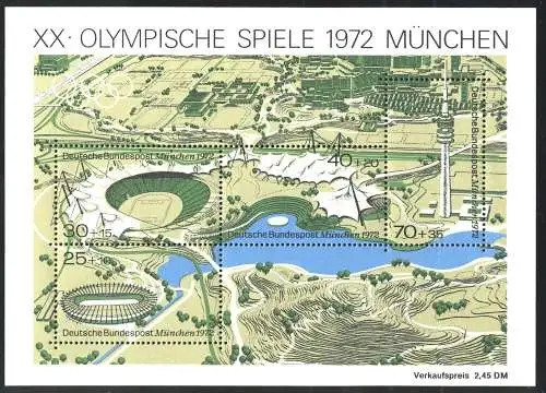 Bl.7DD Stade olympique 1972 - Double impression couleur noir (en particulier à droite) **
