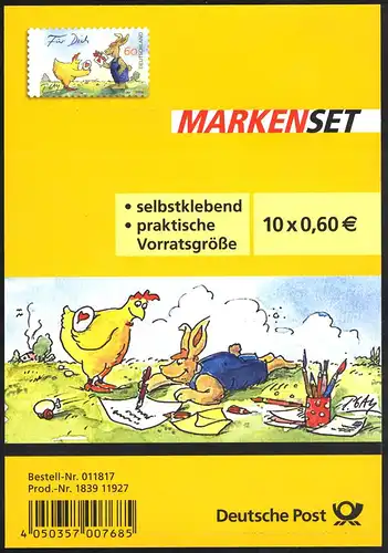 FB 37 Cartoon: Für Dich Ostern, Folienblatt mit 10x 3066, **