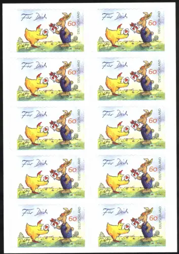 FB 37 Cartoon: Für Dich Ostern, Folienblatt mit 10x 3066, **