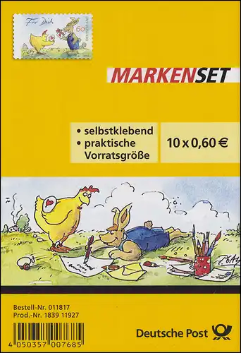 FB 37 Cartoon: Für Dich Ostern, Folienblatt mit 10x 3066, EV-O Bonn