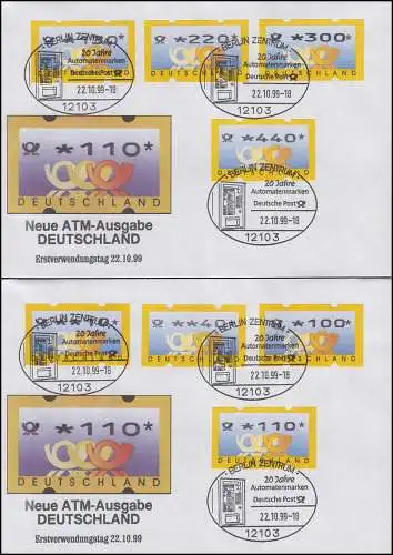 3.2 Cors postaux MWZD 8 ATM 10-440 Pf., set sur 2 FDC avec ESST Berlin 22.10.99