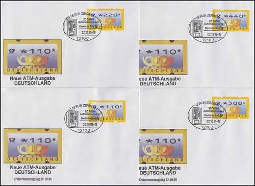 3.2 Cors postaux MWZD 8 ATM 10-440 Pf., taux sur 8 FDC avec ESST Berlin 22.10.99