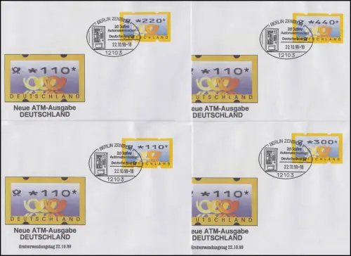 3.2 Posthörner MWZD 8 ATM 10-440 Pf., Satz auf 8 FDC mit ESST Berlin 22.10.99