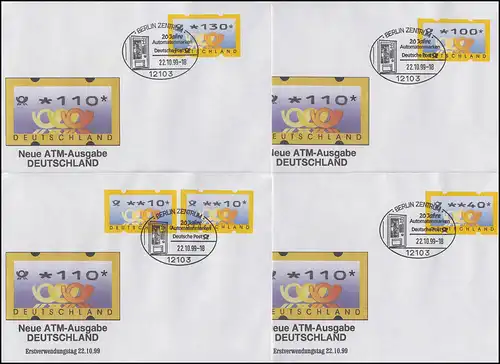 3.2 Cors postaux MWZD 8 ATM 10-440 Pf., taux sur 8 FDC avec ESST Berlin 22.10.99