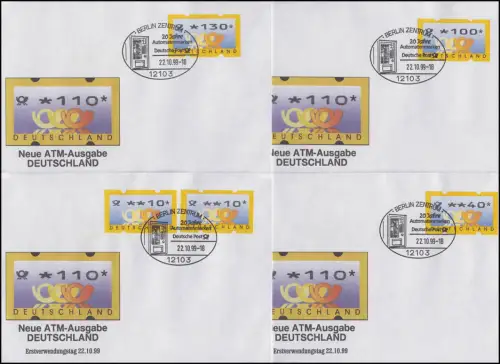 3.2 Posthörner MWZD 8 ATM 10-440 Pf., Satz auf 8 FDC mit ESST Berlin 22.10.99