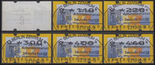 3.2 Ensemble de cors postaux VS 6 ATM 100-440, tous avec numéro de comptage, ESST Berlin 22.10.99