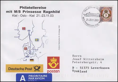 Philateliereise MS Prinsesse Ragnhild, Auflage 1000! Schiffspost 21.-23.11.2003