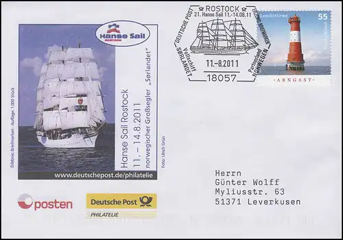Hanse Sail Rostock & Großsegler Sorlandet, Auflage 1000! SSt Rostock 11.8.2011