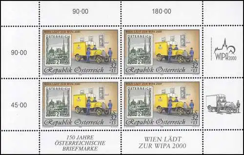 2270I Ausstellung WIPA 2000 Wien - kompletter Kleinbogen I, postfrisch