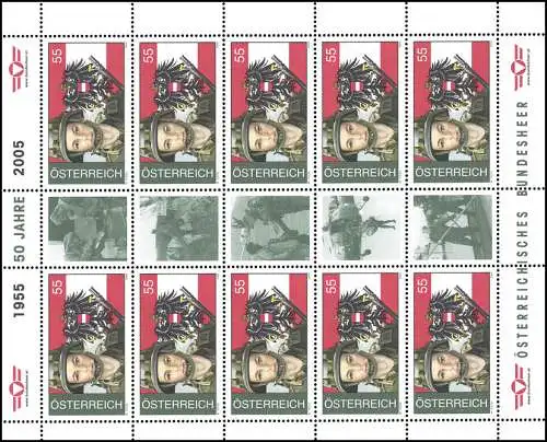 2503 Österreichisches Bundesheer - kompletter Kleinbogen, postfrisch