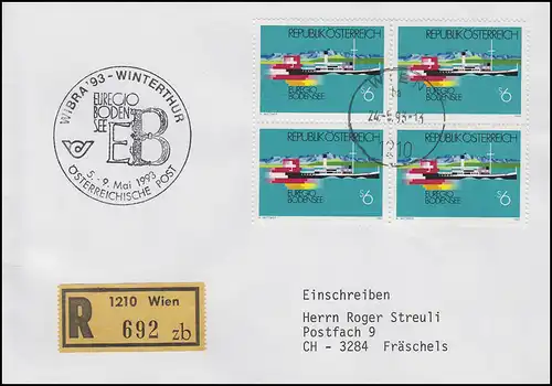 Österreich 2096 Euregio Bodensee MeF R-Bf Wien 25.5.94 & Winterthur-WIBRA-SSt
