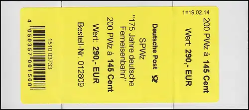 3070 Ferneisenbahn 145 Cent, Banderole / Aufkleber für 200er der 1. Auflage 2014