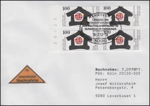 1620 Congrès mondial de l'économie domestique Vbl. avec GT MeF NN-FDC ESSt Hannover 16.7.92
