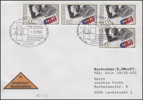 1479 Briefmarken, MeF NN-Brief SSt Düsseldorf Ausstellung & Arge Schweiz 1.3.93